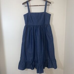 Co Collection X Francois Girbaud Dress Womens L Raw Denim Cotton Linen Designer‎